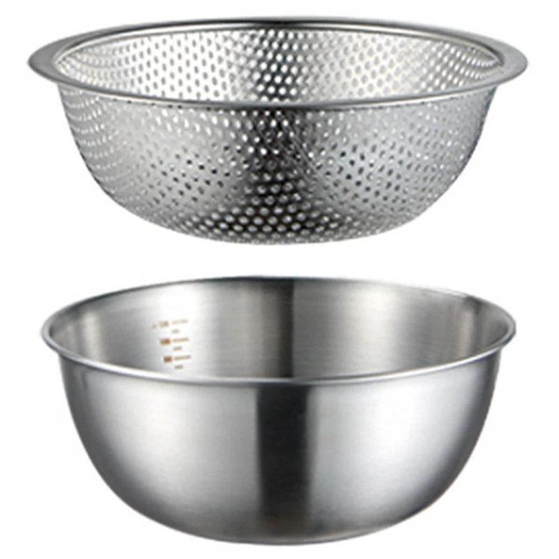 

Vegetable Sink Drain Basket Household Kitchen Leaky Water Basket Egg Beater Mixing Bowl Salad Bowl 304 Stainless Steel
