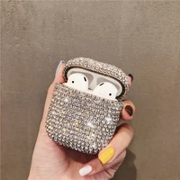 luxury cute 3d diamond metal glitter bling bluetooth wireless earphone hard cover for apple airpods 1 2 air pods 2 case headset