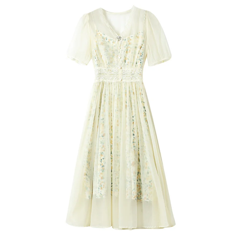 

Nut Clothing French Gradient Dress Summer 2021 New Temperament Twinset First Love Tea Break Chiffon Dress Children