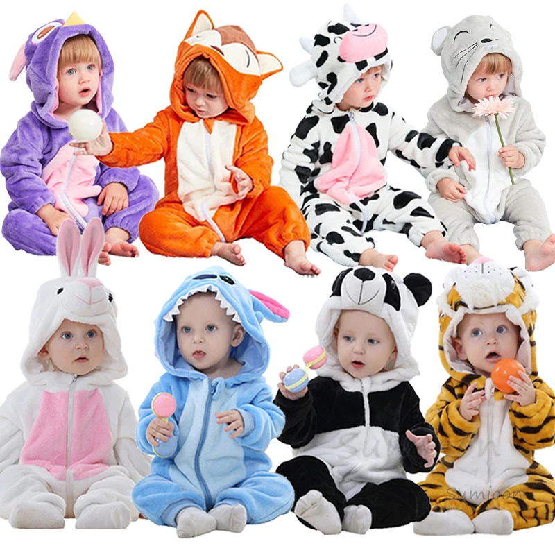Monos de dibujos animados para beb&eacute;, pijama de unicornio Kigurumi, monos de invierno para ni&ntilde;o, disfraz de Animal, mono de conejito-0