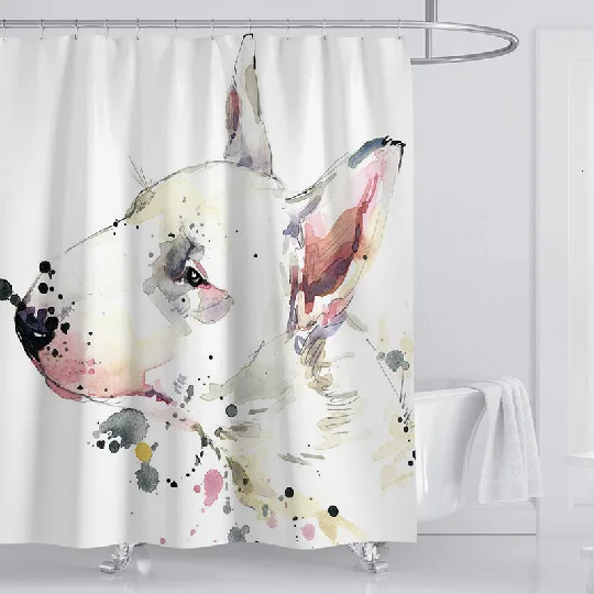 Забавная собака белая Акварельная печать милые животные занавески для душа