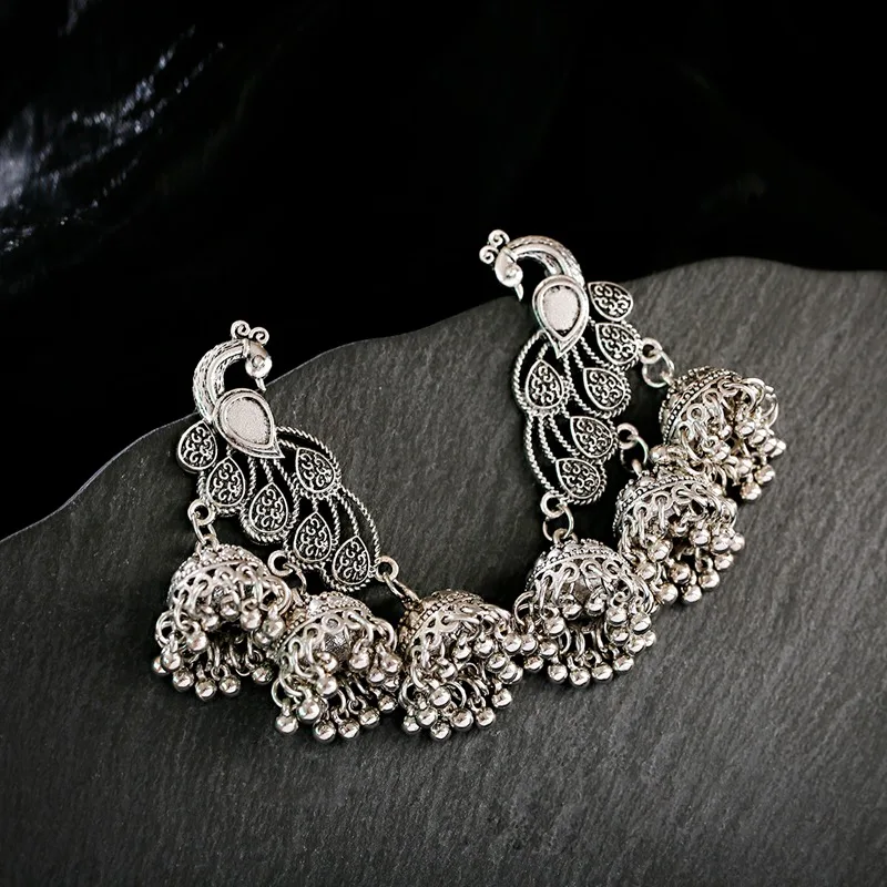 Женские Висячие серьги в стиле ретро Индийский Болливуд Павлин юмка джумки