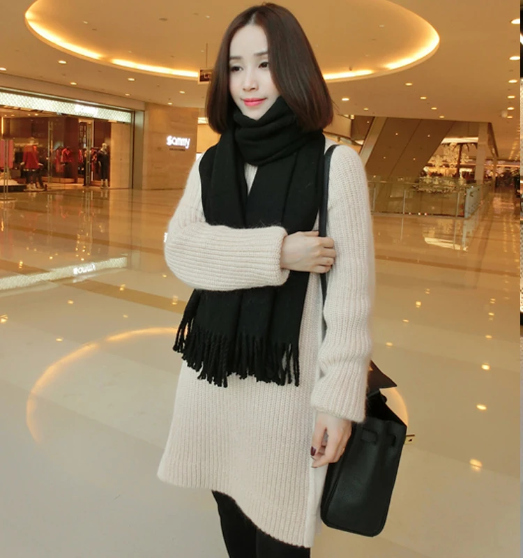 

Autumn and winter 2020 new loose mid-length sweater pullover sweater shirt women tide