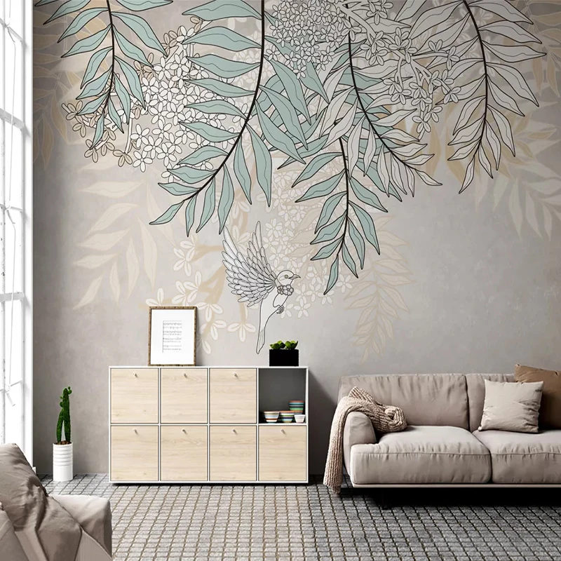 Скандинавский современный Ретро светлый роскошный фон с листьями