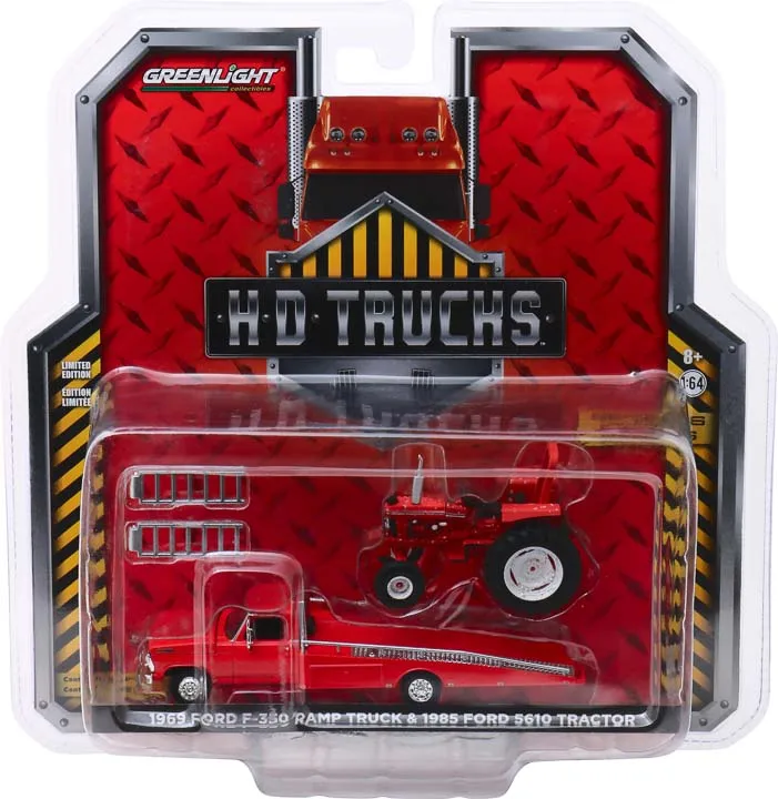 

GreenLight 1/64 2019 Ford f-350 lariat & 2019 ford shelby GT350R with Endosed Car Collection of the gulf Car Model Toy Gift