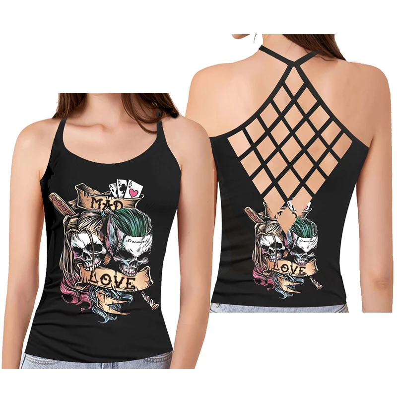 

OGKB 3D Couple Skull Printed Ladies Sexy Hollow Vest Summer Fashion Women's Cool Tank Tops Casual Famale Camisole Dropshipping