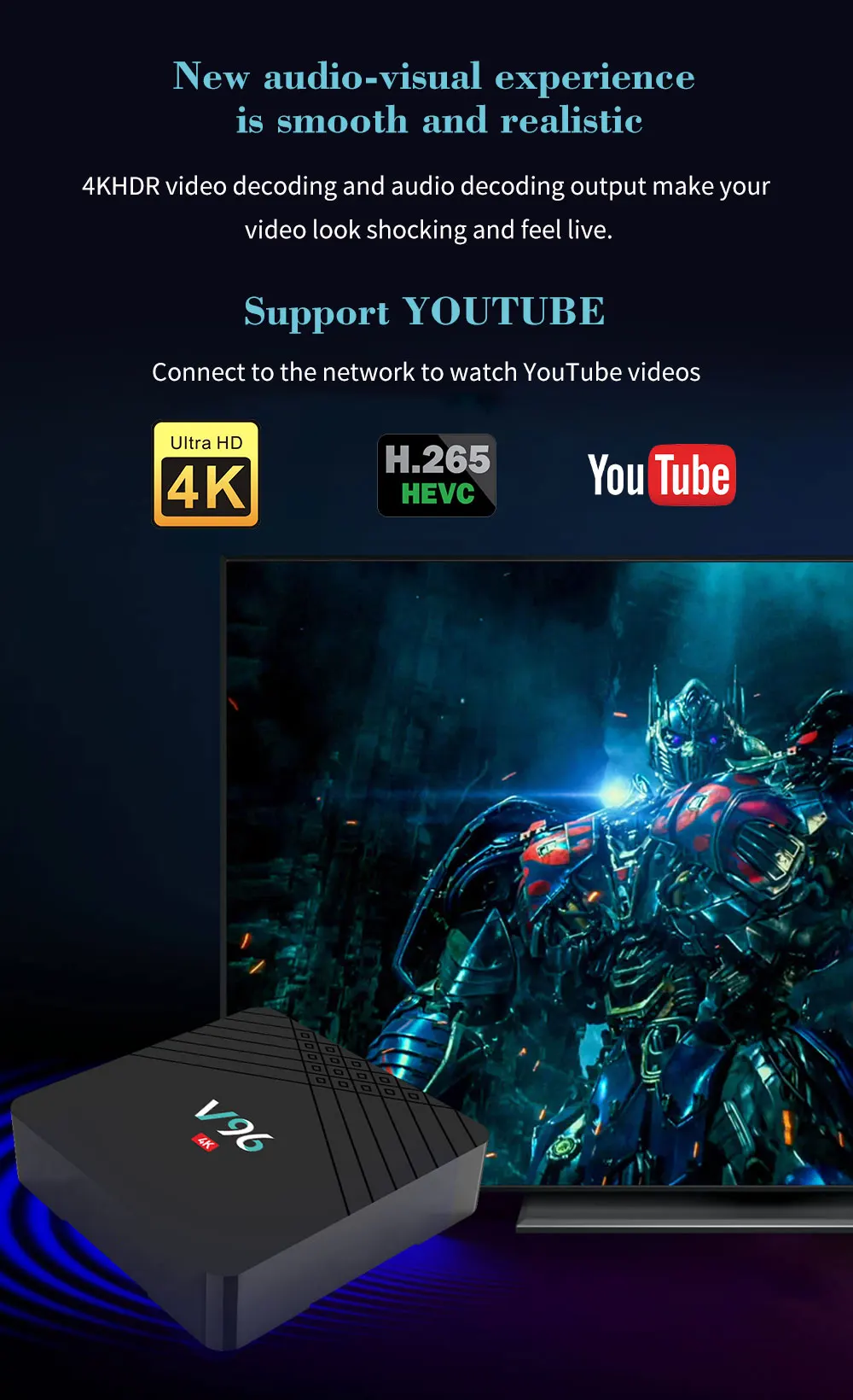 Vmade tv box android 9,0 2G 16G Allwinner H6 четырехъядерный 64 бит Wi-Fi tv box 4K HD H.265 телеприставка 2G 16G tv box Горячая Распродажа