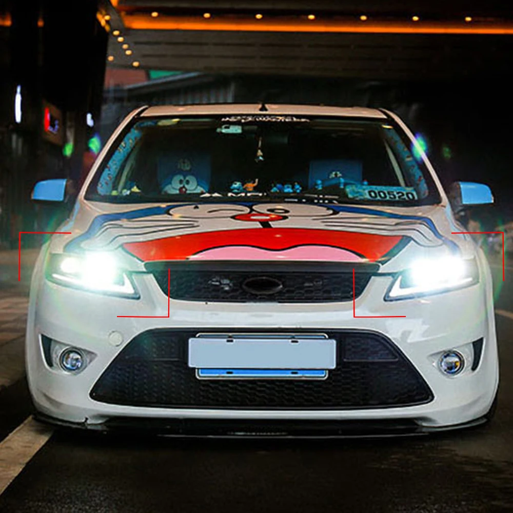 2 шт. светодиодный фары для Ford Focus 2009 2010 2011 Автомобильные ангельские глазки