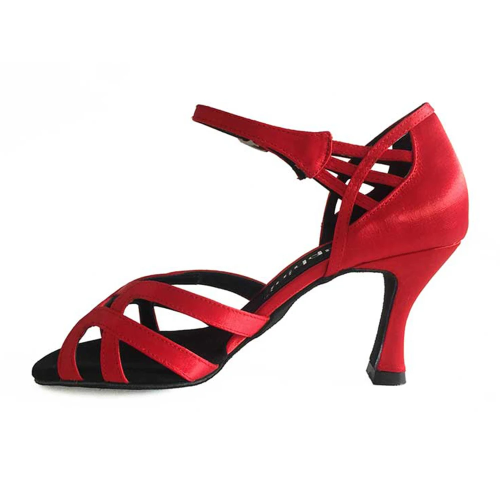 

Free Shipping Suphini Blue Satin Classic Design 4 Strap Latin Dance Shoes Woman 7.5/8cm heel Salsa Shoes