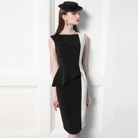 ladies dress high end temperament 2021 summer womens wear black and white color matching sleeveless slim dress