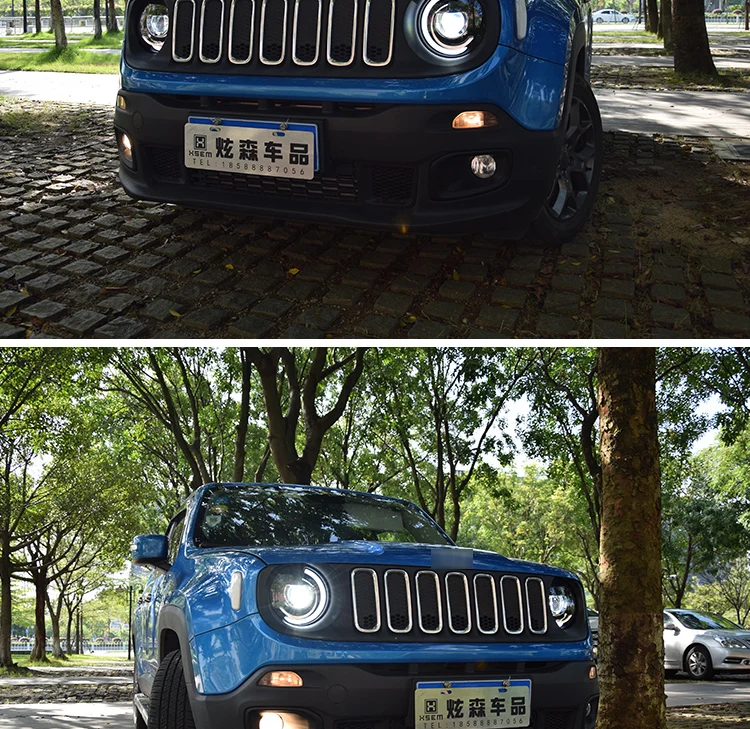 Автомобильный Стайлинг фар для Jeep Renegade- светодиодные фары DRL ходовые огни биксеноновый луч ангельские глазки Авто фара