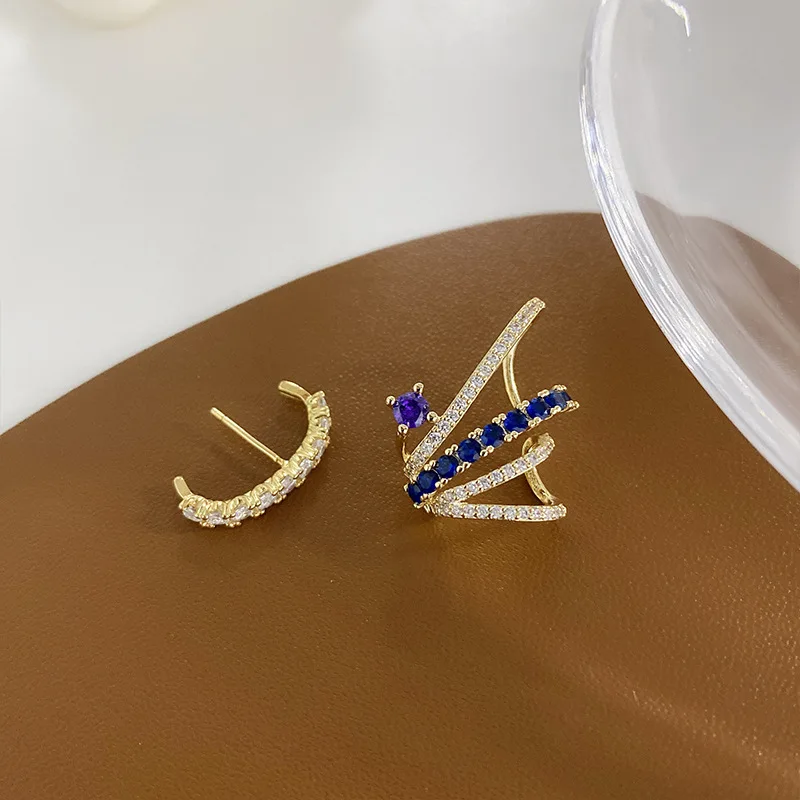 

SIPENGJEL Fashion Inlaid Zircon Geometric Curved Ear Cuff Earrings Simple Korean Style Earrings For Women Jewelry 2021