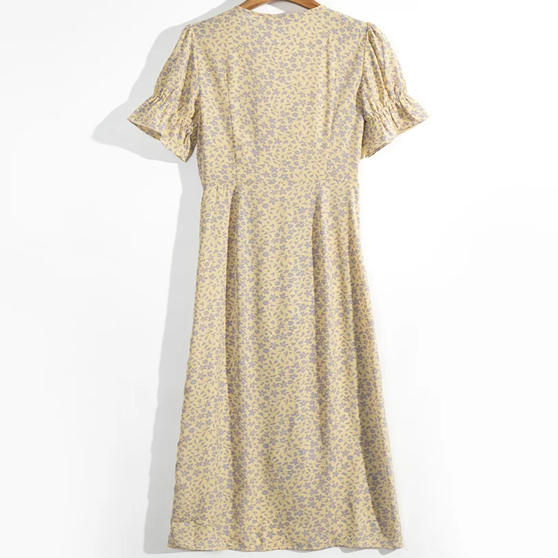 Arvinxia ZA/Новое Женское платье с цветочным принтом и v-образным вырезом коротким