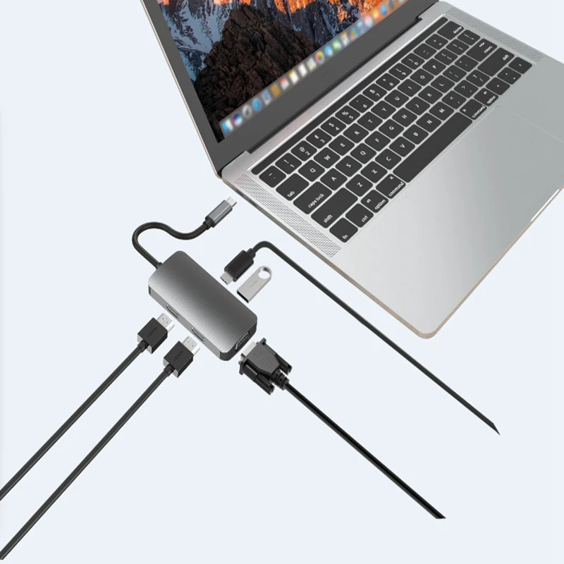 Алюминиевый сплав USB C внешняя мульти Sn Ie карта 3 1 док станция двойной 2 HDMI VGA