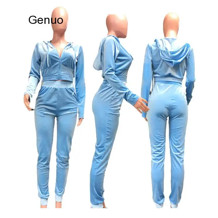 Женский бархатный костюм Famale повседневный велюровый спортивный фиолетового и