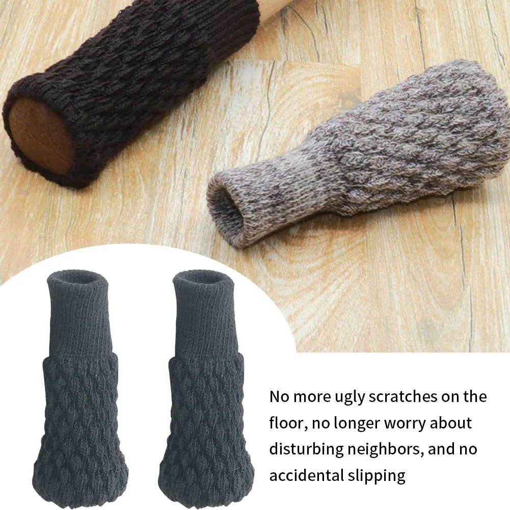 

24PCS Knitted Chair Socks Elastic Chair Leg Feet Covers Non-Slip Thick Furniture Feet Rubber Shoes For Protect Tile Floor