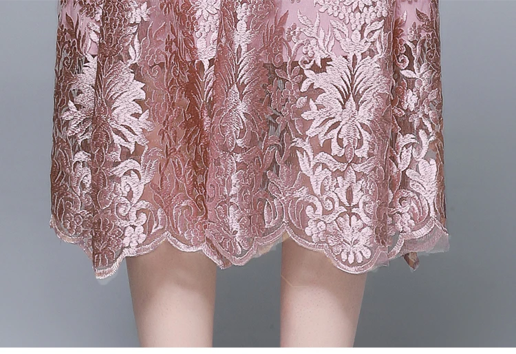 Платье SMTHMA из новой коллекции модной одежды с вышивкой на сетке для женщин с воротником стойкой, рукавами "летучая мышь", высокой талией и поясом на средней длине.