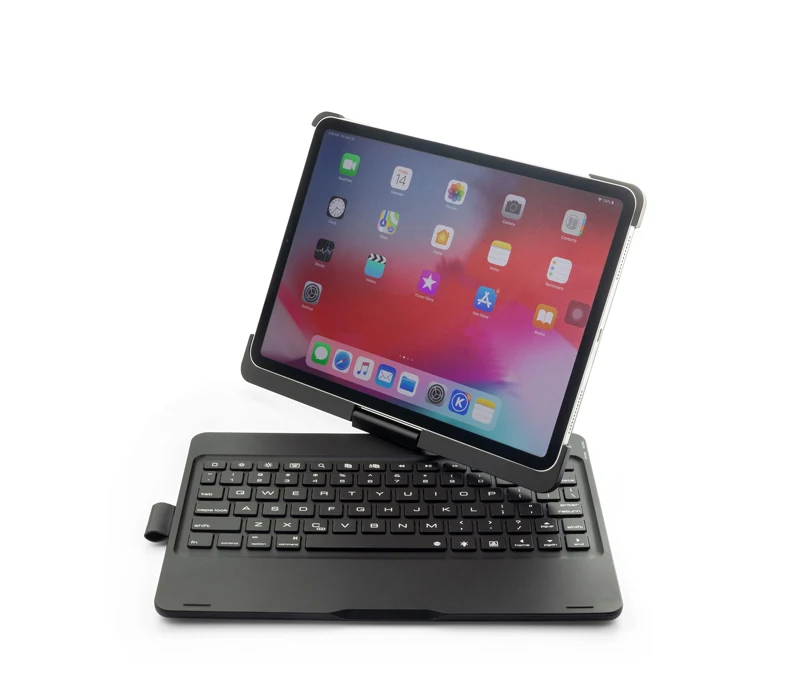 [Новинка] синяя зубная лапка Беспроводная клавиатура-чехол для iPad pro 1", Премиум жесткий чехол+ 360 Вращающийся+ 7 цветов подсветка