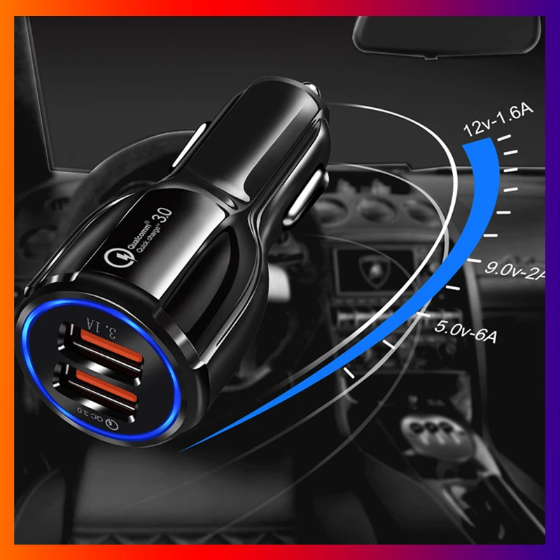 usb car charger fast charging dual usb adapter 3 1a cigarette lighter socket for iphone samsung mobile phones car accessories free global shipping