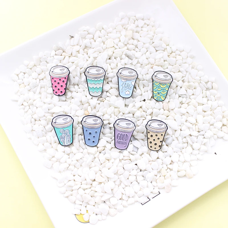 Доброе утро! Изысканная маленькая кофейная чашка в мультяшном стиле значок виде