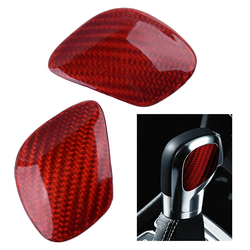 

2Pcs/Set Carbon Fiber Red Car Shift Knob Badge Emblem fit for Volkswagen VW Golf Tiguan CC