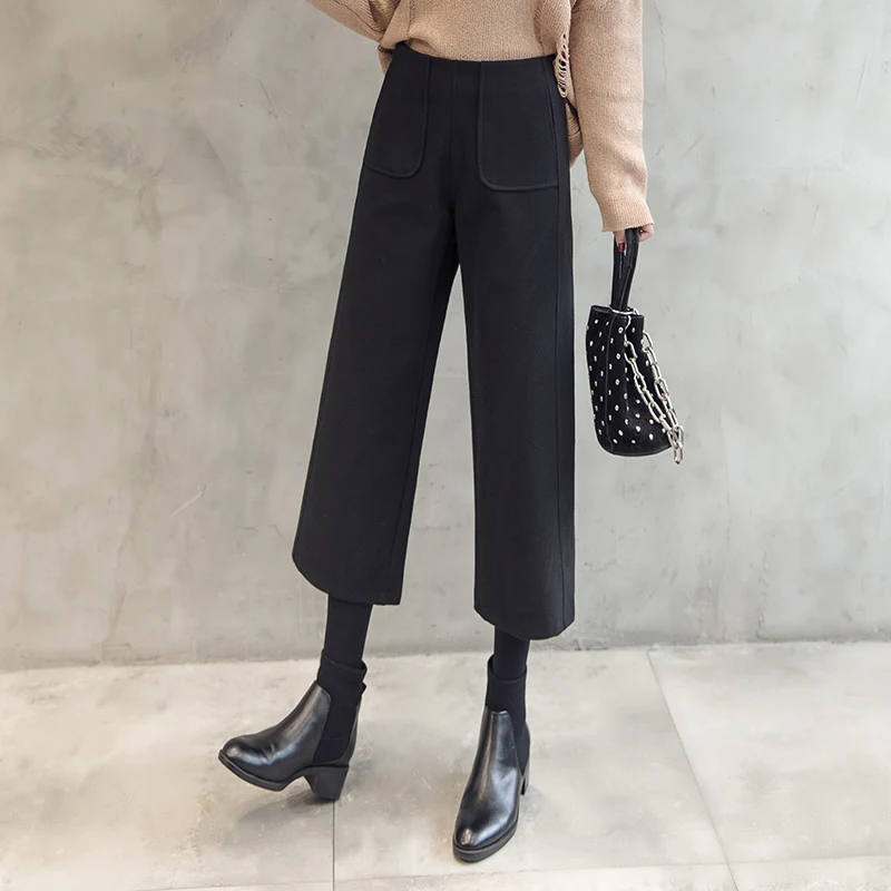 women wool wide leg pant 2020 autumn 