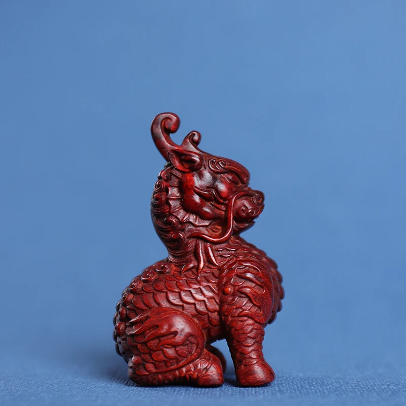 

Lobular Rosewood 7cm Kirin Traditional Chinese Myth Historical Kirin Animal Sculpture Mascot Wall Decoration