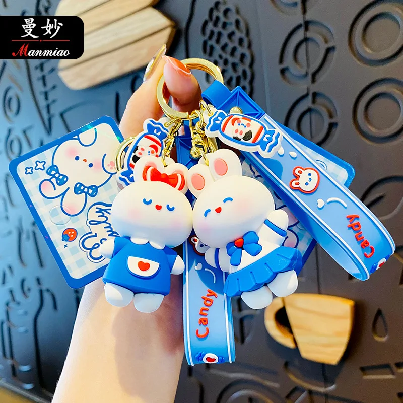 

Hot selling trend cartoon delicious white rabbit toffee doll key chain pendant trend girl backpack accessories