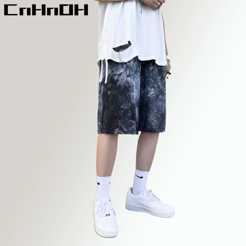 CnHnOH Shorts Male Tee Loose Tie-Dye Five-Point Pants Summer Japanese Chic Hip-Hop Straight Casual Pants YM-2618