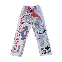 new summer harajuku women pants hip hop graffiti cartoon print bf wind pants female loose street trendy straight pants mujer