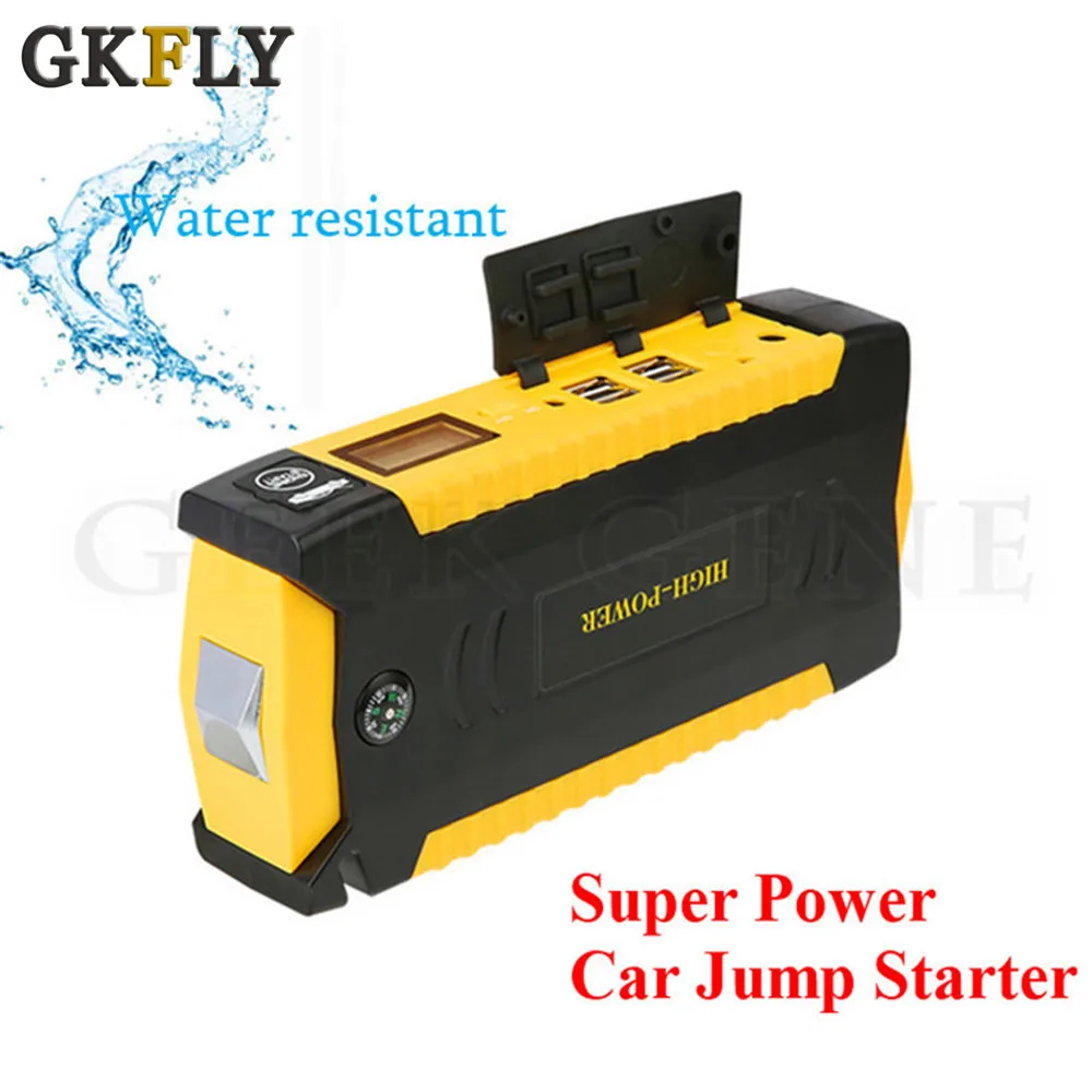 GKFLY высокое Ёмкость 600A пусковое устройство 12V 16000 мАч автомобильное пусковое устройство, Мощность банк Портативный автомобиля Зарядное устройство для автомобиля Батарея усилитель