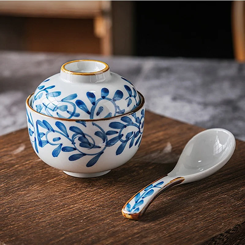 

Ceramic Stew Pot Soup Bowl Tableware Lid 230ML Stew Cup Dinnerware Egg Cup Household Kitchen Supplies Eco-friendly Snack Bowl