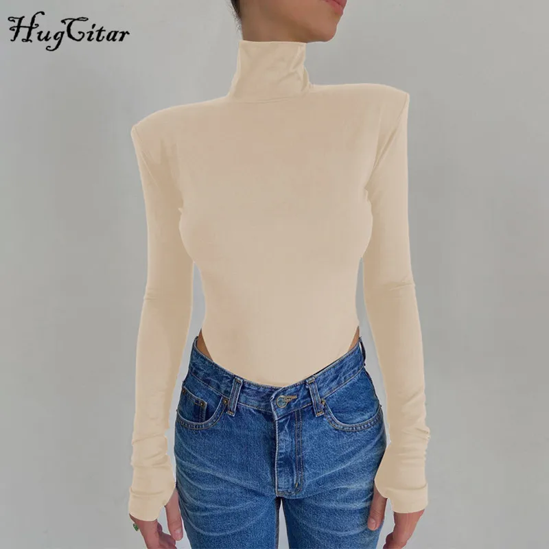 Женское однотонное боди с длинным рукавом и открытой спиной