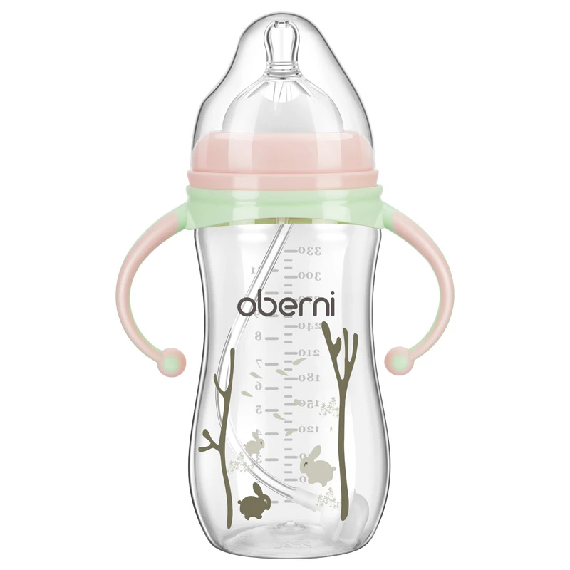 

330ML 270ML Baby Infant PP BPA Free Milk Feeding Bottle With Anti-Slip Handle & Cup Cover Water Bottle Wide Mouth Feeding Bottle