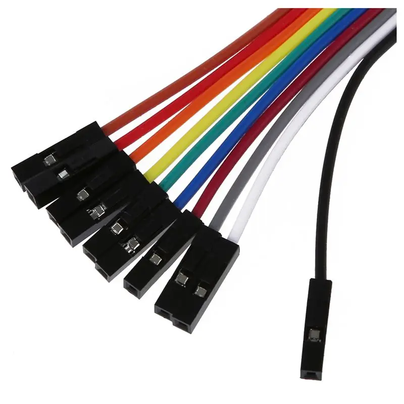 

10PCS 20CM Female to Female 1 Pin Plug Jumper Cable Wires Multicolor