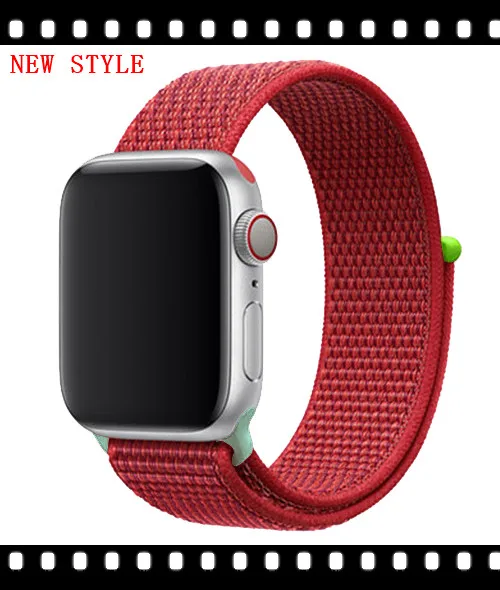 NEW Red 9 hit Нейлоновый ремешок для Apple Watch band 42 мм 38 мм iWatch 4 band 44 мм 40 мм Браслет спортивная петля ремешок для часов correa ремень дышащий - Цвет ремешка: NEW Red 9 hit