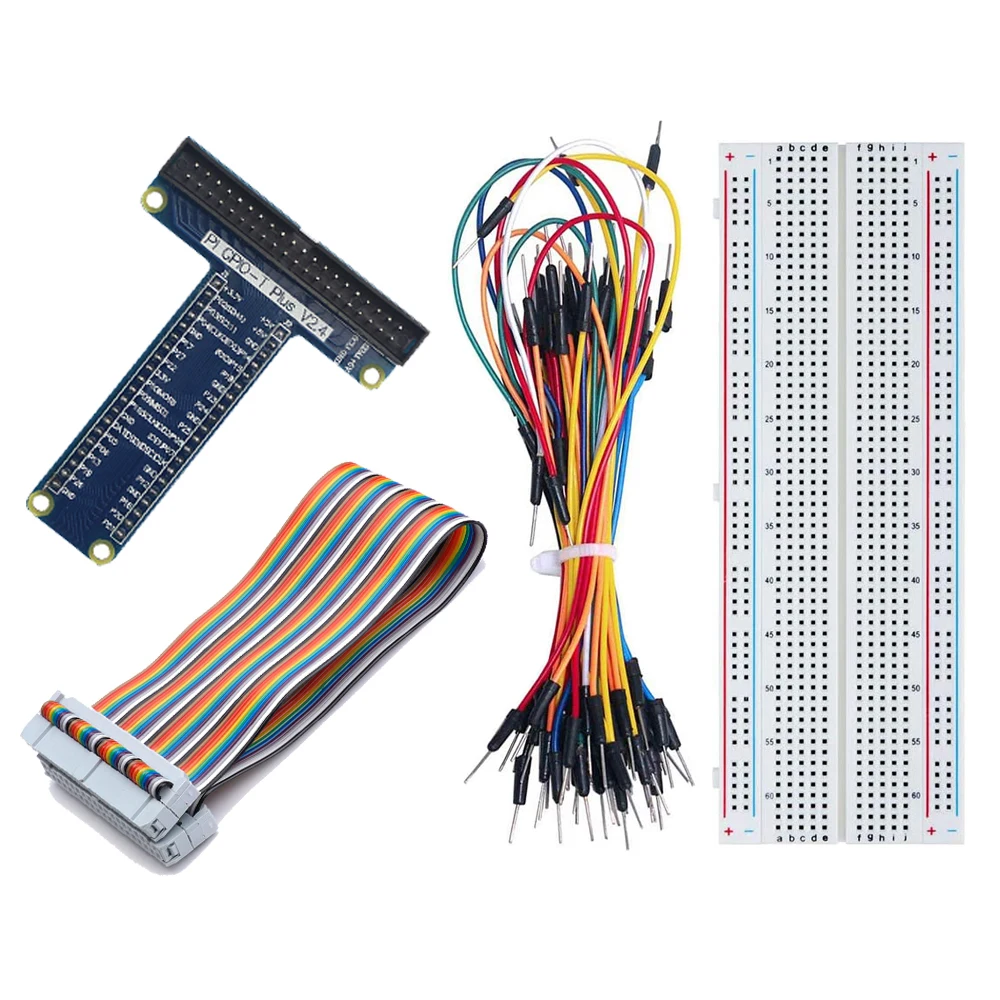 

Raspberry Pi GPIO Extension Board with Breadboard T-type GPIO Board Jumper Wires for Raspberry Pi 4B 3B 3B Plus for Orange Pi