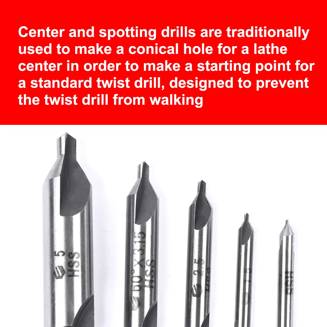 

5pcs A-Type 60 Degree Double Ended HSS Center Drill Set Combined Countersink Bit 1mm 1.5mm 2.5mm 3.15mm 5mm Center Bits