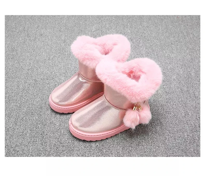 Pink Г. Зимние милые короткие труба зимние ботинки для девочек мягкие теплые ботиночки из непродуваемого блестящего бархата на нескользящей подошве - Цвет: Pink