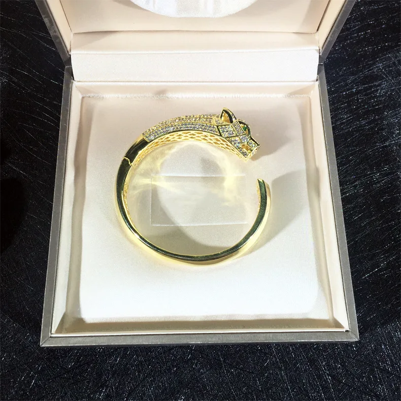 Брендовые модные ювелирные изделия из меди для Женщин Пантера Браслет Золотые