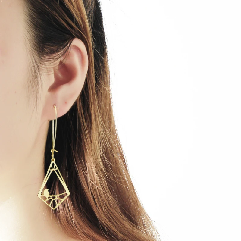 Серебряный Цвет птица и серьги в форме стилизованной птичьей клетки Женские