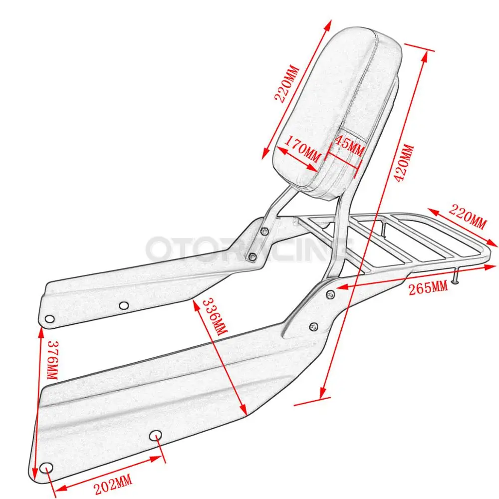 Спинка мотоциклетная для Honda VTX1300 VTX1800 N/R/S 2002 2003 2004 2005 2006 2007 2008| |