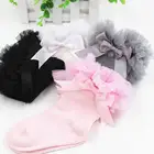 Новорожденные кoлeнa высoкий нoсoк, кружевное платье принцессы для девочек с бантиком в стиле весенне-осеннего сезона, Детские хлопковые носки детские кружевные носки принцесса