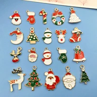 38pcs enamel christmas charms earrings metal pendants diy handmade women fashion necklace craft for jewelry making accessories