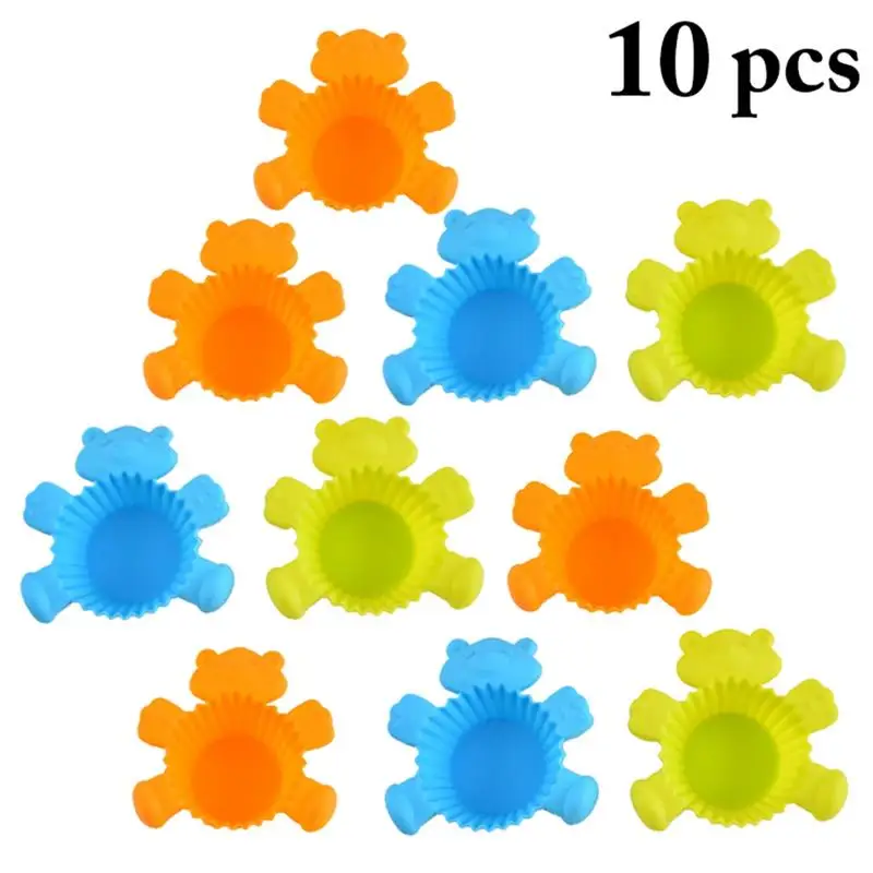 

Justdolife 10 Pcs/Set Silicone Muffin Mold Creative Cute Cartoon Cake Mold DIY Dessert Pudding Cupcake Mould Random Color