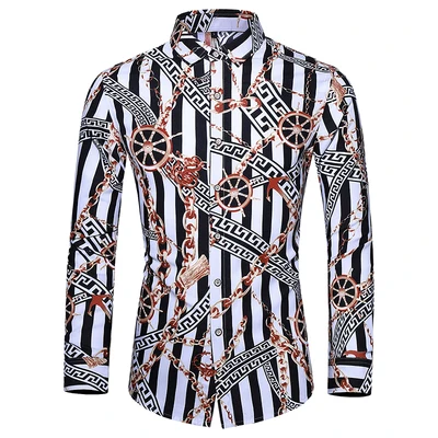 6XL 7XL повседневная мужская рубашка, осень, Новое поступление, индивидуальная, с принтом, с длинным рукавом, рубашки для мужчин, s, модная, большой размер, деловая, Офисная рубашка - Цвет: 25 1268