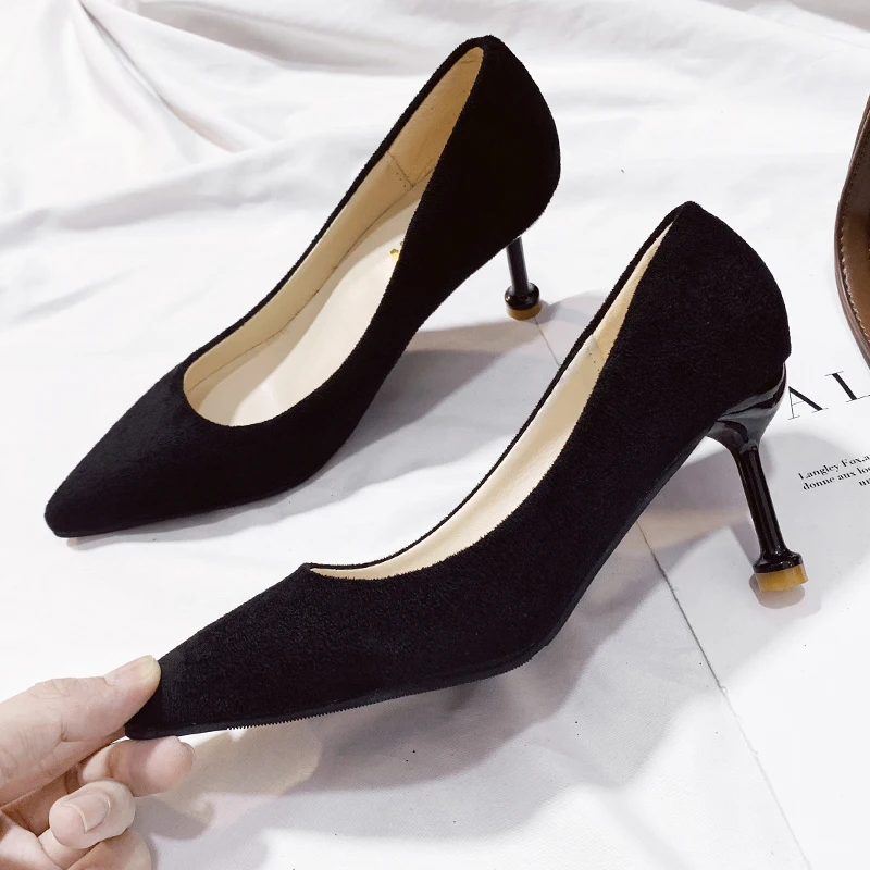 

Women Pumps Solid Colorful Slip On Pointed Toe Brand Dress Shoes Wedding Shoes 2020 New Women High Heels Female Shoes U14-58