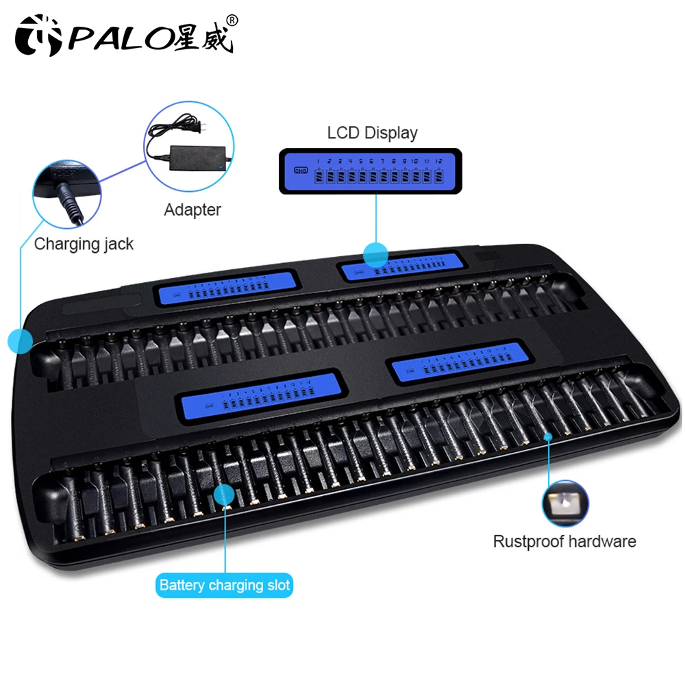 

PALO 48 slots aa aaa battery Fast Smart charger For AA /AAA NiMH NiCD rechargeable batteries KTV School Hotel Clubhouse used