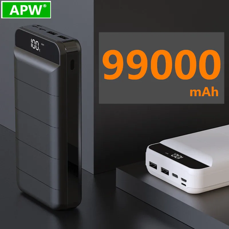 99000 мАч Внешний аккумулятор повербанк 2 USB LED портативный мобильный телефон