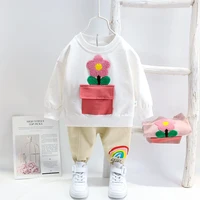 spring autumn children girls clothing cotton long sleeve flower kids clothes tracksuit baby t shirt pants 2pcssets 0 5 years